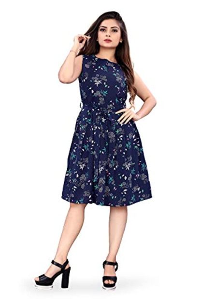 Beautiful Printed Knee Length Dress for Women