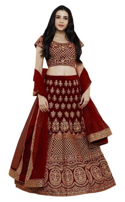 Women's Pure Silk Semi-Stitched Lehenga Choli Set