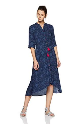 Women’s Blue Velvet A-Line Dress