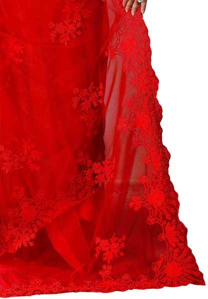 Women's Woven Net Saree With Blouse - Image 5