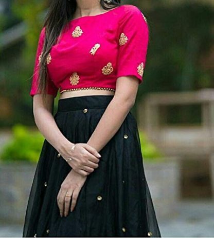 Women's Black_Satin Lehenga Choli (Free Size) - Image 3
