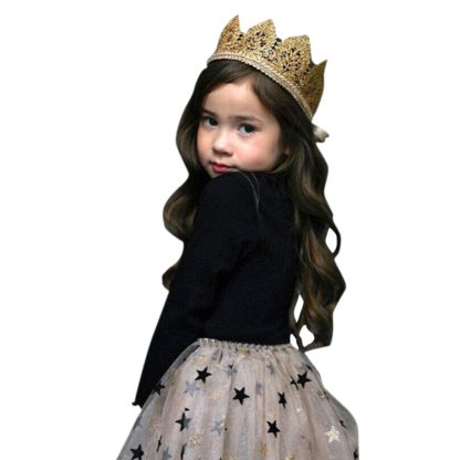 Polycotton Full Sleeves Geometric Star Dress in Black Color - Image 5