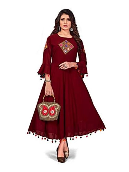 Woman's Red Anarkali Kurti - Image 2