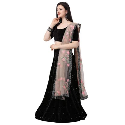 Black Velvet Lehenga Choli (Free Size) - Image 4