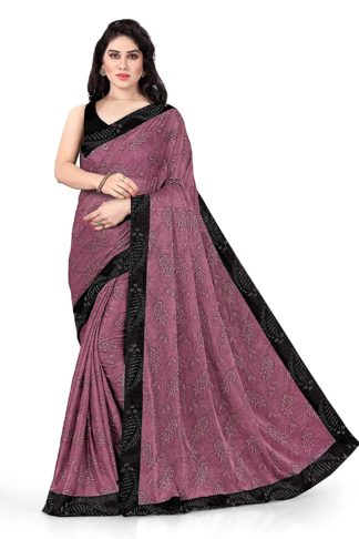 Lycra Embellished Contrast Border Woven Saree For Women With Blouse Fabric