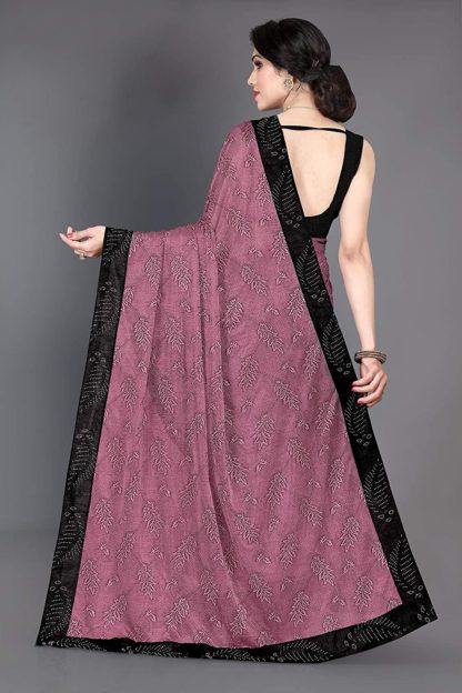 Lycra Embellished Contrast Border Woven Saree For Women With Blouse Fabric - Image 3