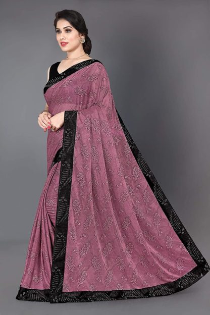 Lycra Embellished Contrast Border Woven Saree For Women With Blouse Fabric - Image 4