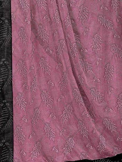 Lycra Embellished Contrast Border Woven Saree For Women With Blouse Fabric - Image 8