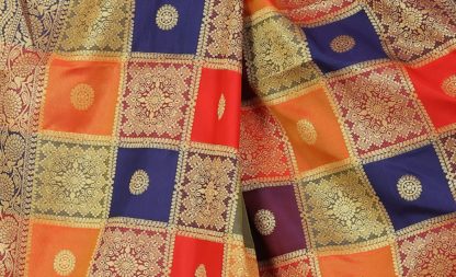 Multicolor Zari Woven Banarasi Style Patola Silk Sari With Blouse Piece