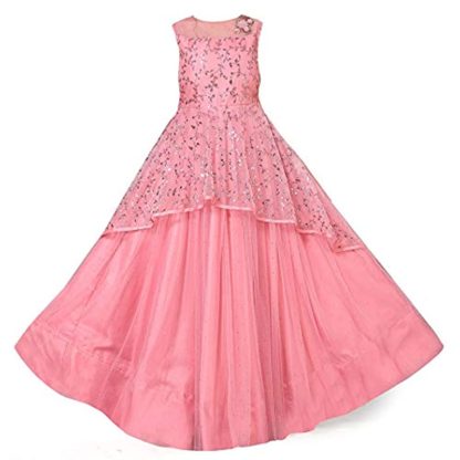 Girls Full Length Mono Net Layred Gown Dress - Image 2