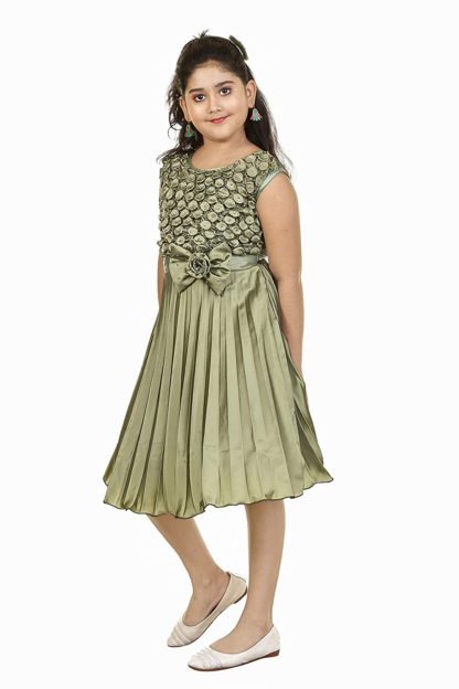 Girls Satin Made Western Frock - Image 3