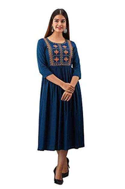 Rayon Embroidered Anarkali Kurti for Girls - Image 2
