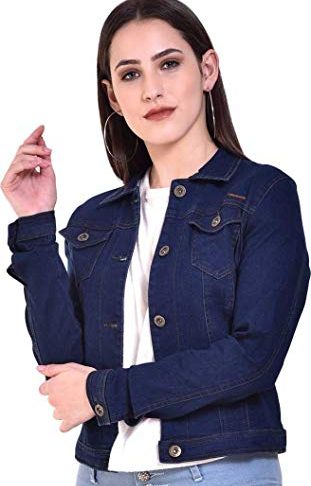 Sangani Women\s Cotton Stretch Casual Jacket (Denim Blue, 38)
