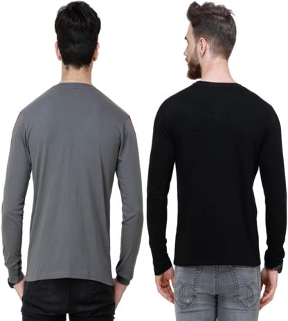 Triple Color Stripe Combo of Two Full Sleeve T-Shirts for Men - Image 4