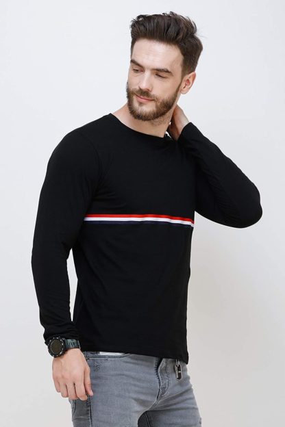 Triple Color Stripe Combo of Two Full Sleeve T-Shirts for Men - Image 3