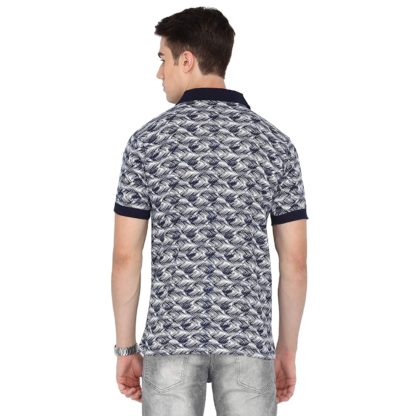 Men's Polo Neck Leaf Pattern Cotton T-Shirt - Image 4