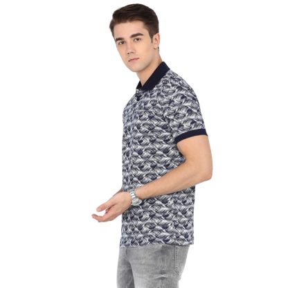 Men's Polo Neck Leaf Pattern Cotton T-Shirt - Image 5