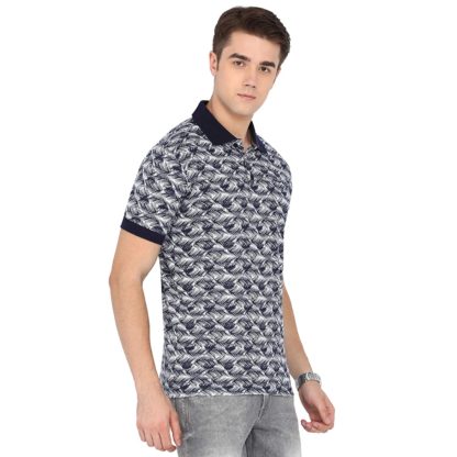 Men's Polo Neck Leaf Pattern Cotton T-Shirt - Image 6
