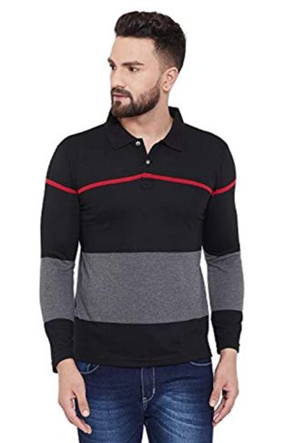 Men's Full Sleeves Striper Polo T-Shirt