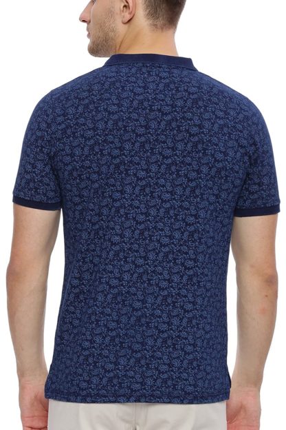 Blue Indigo Printed Polo T-Shirt - Image 3