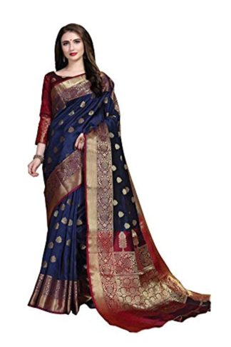Women's Banarasi Cotton Silk Saree With Un-stitched Blouse