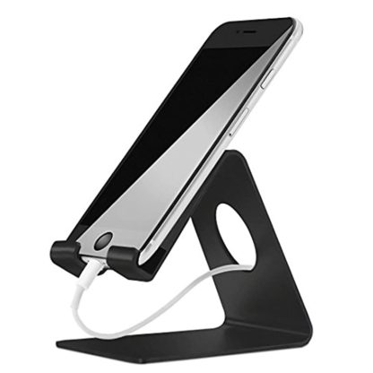 ELV Desktop Cell Phone Stand Tablet Stand, Aluminum Stand Holder for Mobile Phone (All Size) and Tablet (Up to 10.1 inch) - Black - Image 2