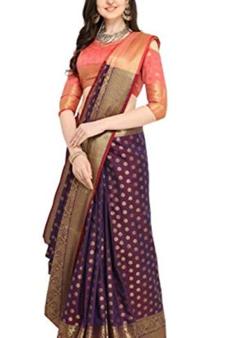 Women’s Maroon Banarasi Silk Saree With Blouse Piece