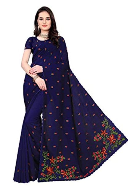 Women's Silk Blend Saree With Blouse