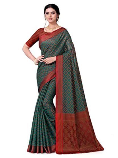 Women's Kanchipuram Cotton Silk Saree With Blouse Piece - Image 2