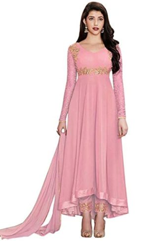 Women's Embroidered Anarkali Semi Stitched Gown