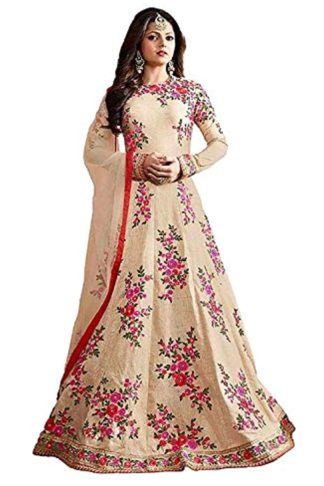 Women's Georgette Heavy Embroidered Semi Stitched Anarkali Gown