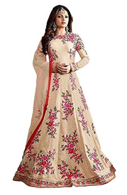 Women's Georgette Heavy Embroidered Semi Stitched Anarkali Gown