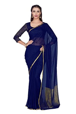 Women’s Kanchipuram Chiffon Saree With Unstitched Blouse Piece