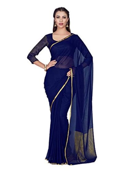 Women’s Kanchipuram Chiffon Saree With Unstitched Blouse Piece