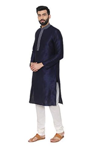 Manyavar Men's Full Sleeve Regular Fit Textured Kurta Payjama Set