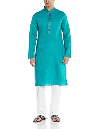 Manyavar Men's Cotton Kurta & Pyjama Set