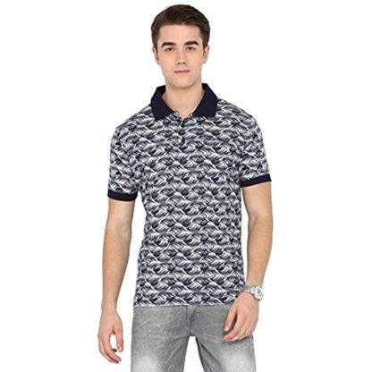 Men's Polo Neck Leaf Pattern Cotton T-Shirt