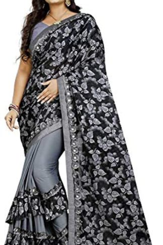 Women's Lycra Saree With Unstitched Blouse Piece