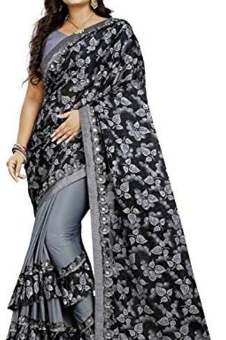 Women’s Lycra Saree With Unstitched Blouse Piece