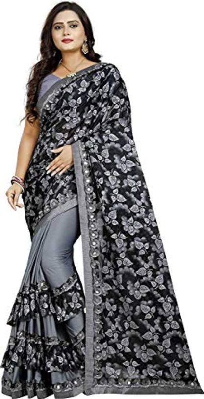 Women's Lycra Saree With Unstitched Blouse Piece - Image 2