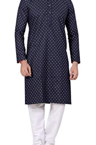 Ethenic Denim Kurta-Pyjama Set For Men