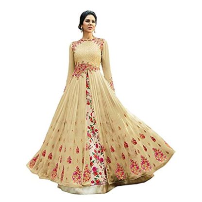 Women's Georgette Heavy Embroidered Semi Stitched Anarkali Gown