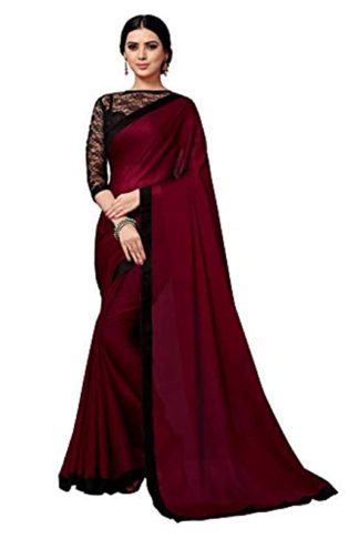 Women's Plain Weave Chiffon Saree With Unstitched Blouse Piece