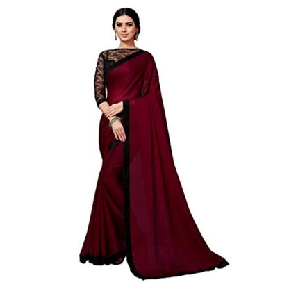 Women's Plain Weave Chiffon Saree With Unstitched Blouse Piece - Image 2