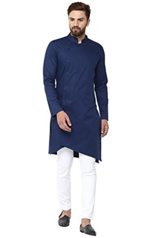 Men's Cotton Blue Trendy Kurta Pyjama