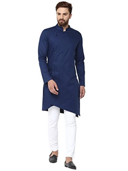 Men's Cotton Blue Trendy Kurta Pyjama - Image 2