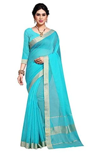 Jacquard Border Kota Doria Cotton Manipuri Saree with unstitched blouse piece