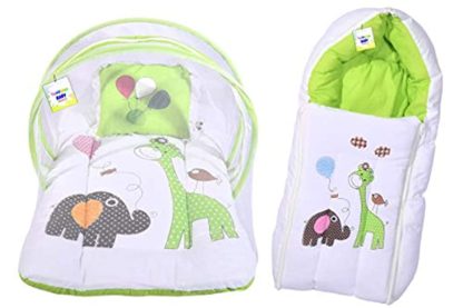New Born Baby Net Bed & Sleeping Bag Combo Gift Set(0-6 Month Green) - Image 2