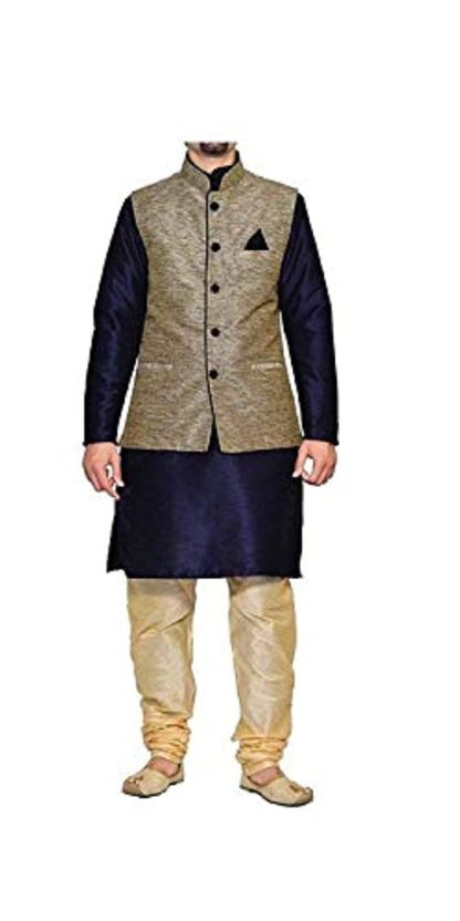 Men's Kurta Pyjama with Nehru Jacket/Modi cut - Image 2