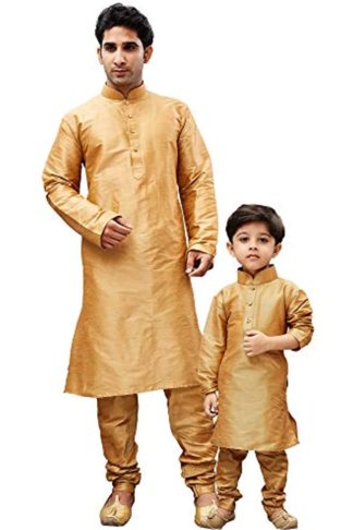 Father- Son Duo Cotton Silk Kurta Pyjama Set